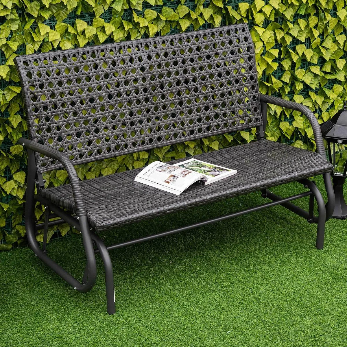 Polyrattan-Schaukelsofa mit extra breitem Sitz, 70L x 120B x 84H cm, grau - 4