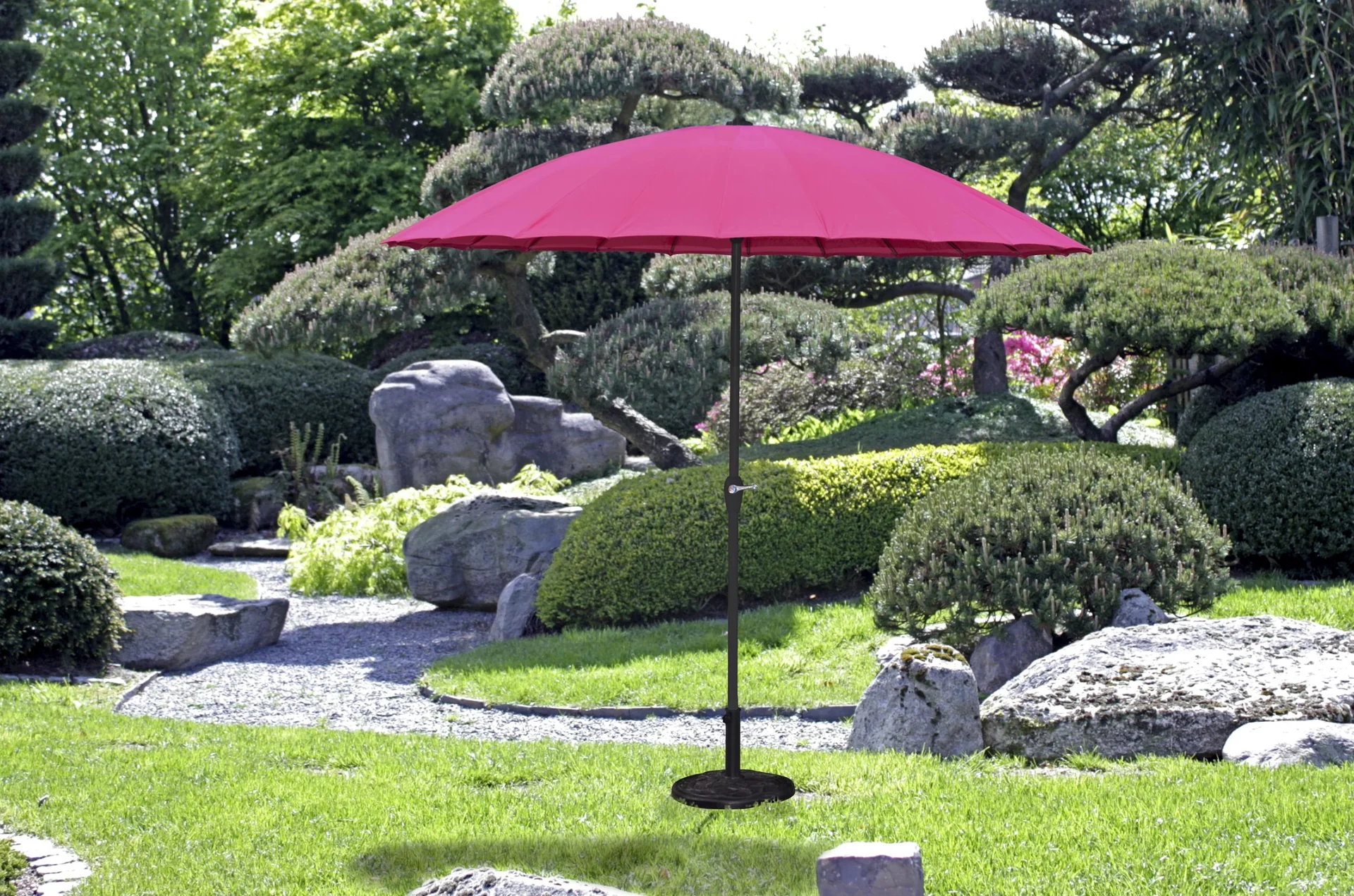 Sonnenschirm mit 24 Streben, Farbe pink - 1