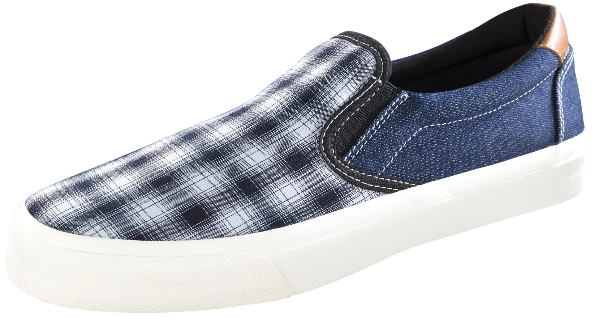 Canvas Slipper, blau/kariert, Gr.44 - 2