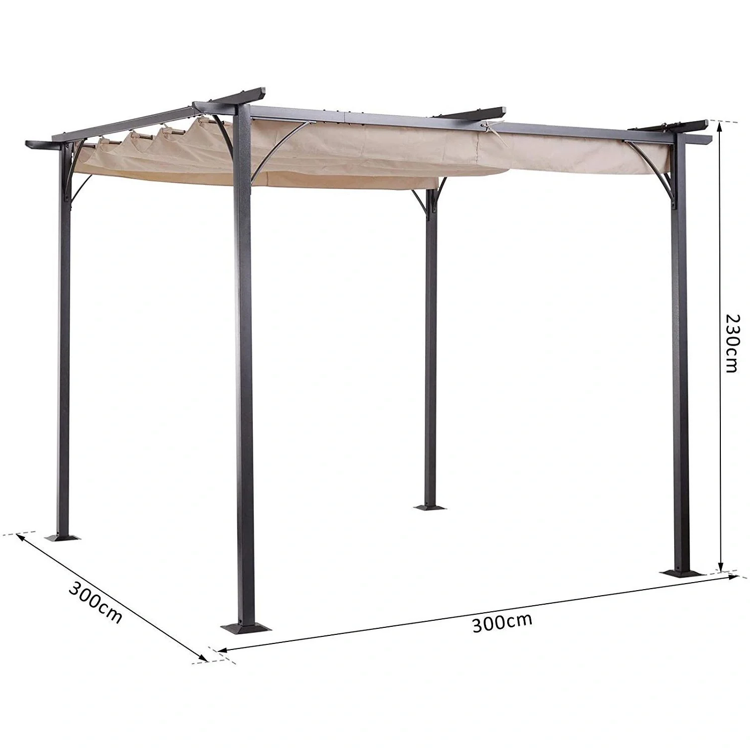 Pergola mit Schiebedach per Seilzug - 9