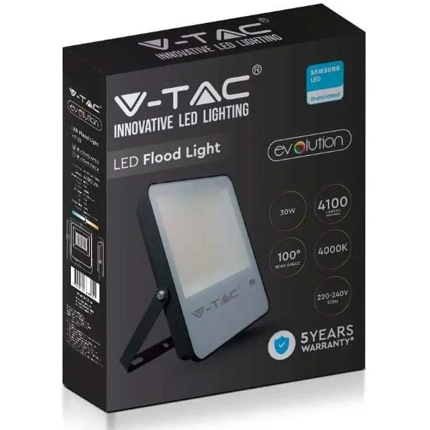 VT-32 LED-Flutlicht - 30 W - 4100 Lm - 6500K - schwarz - Extra effizient - 9