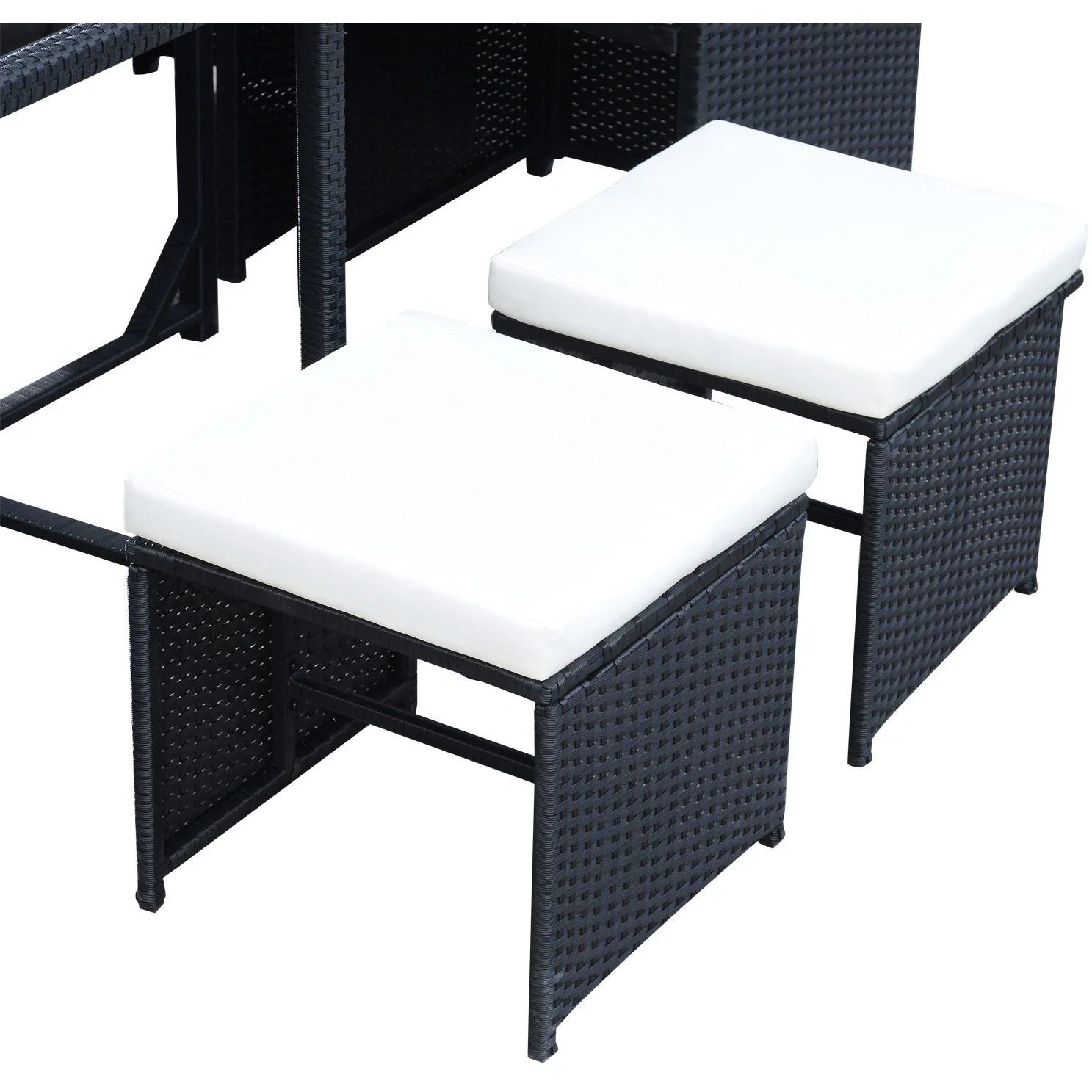 Polyrattan Gartenmöbel 27 tlg. 6 Stühle 4 Hocker mit Kissen - 8