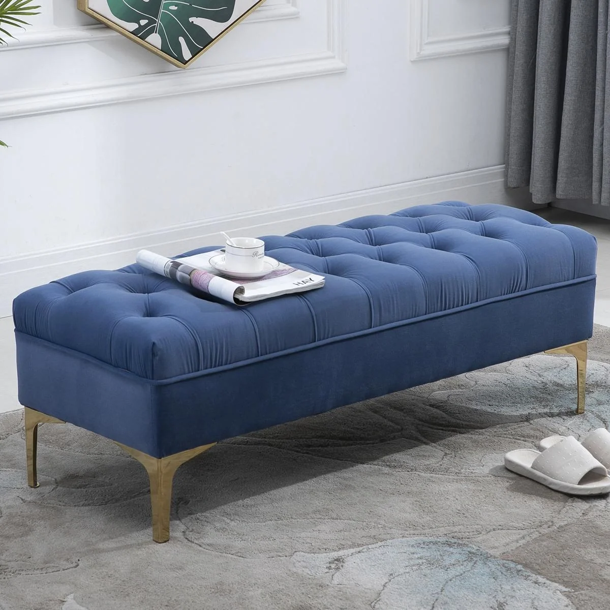 Polsterbank blau/gold - 1