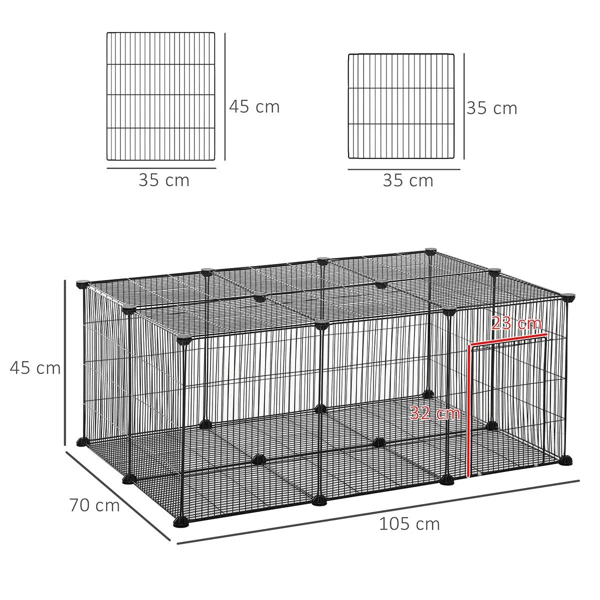 Kleintiergehege kleintierkäfig Freigehege DIY Metall Hase Chinchilla Multi-Winkel-Verbindungen Anti-Rutsch-Matte öffenba - 9