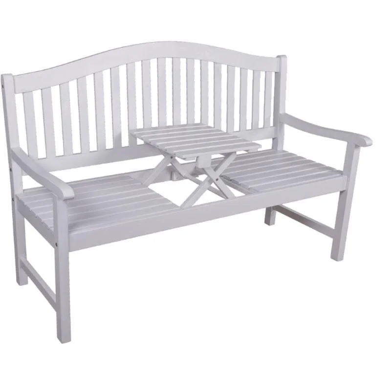 Bank SINGAPUR, mit hochklappbarem Tisch, Eukalyptus Grandis FSC 100% white washed - 5
