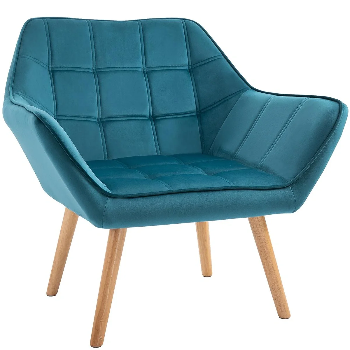 Einzelsessel Ohrensessel Relaxsessel Sessel mit Samt erhöhte Beine samtartiges Polyester skandinavisch Grün 68,5 x 61 x - 4