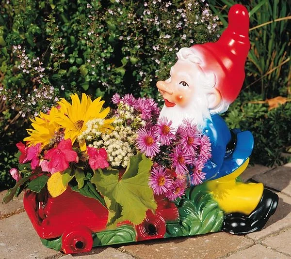 Bepflanzbarer Zwerg mit Kipplore 42 x 37 cm - 1