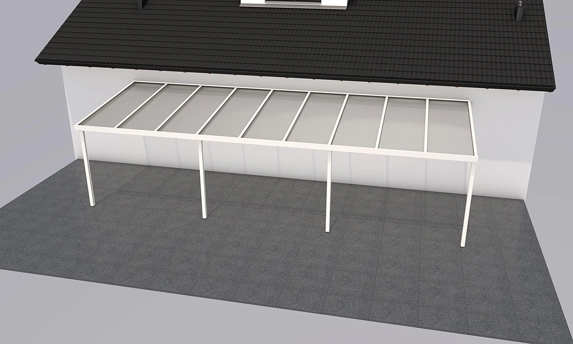 Terrassendach Premium, weiß, 9135 x 3060 mm - Polycarbonat Stegplatten 16 mm, bronze - 2