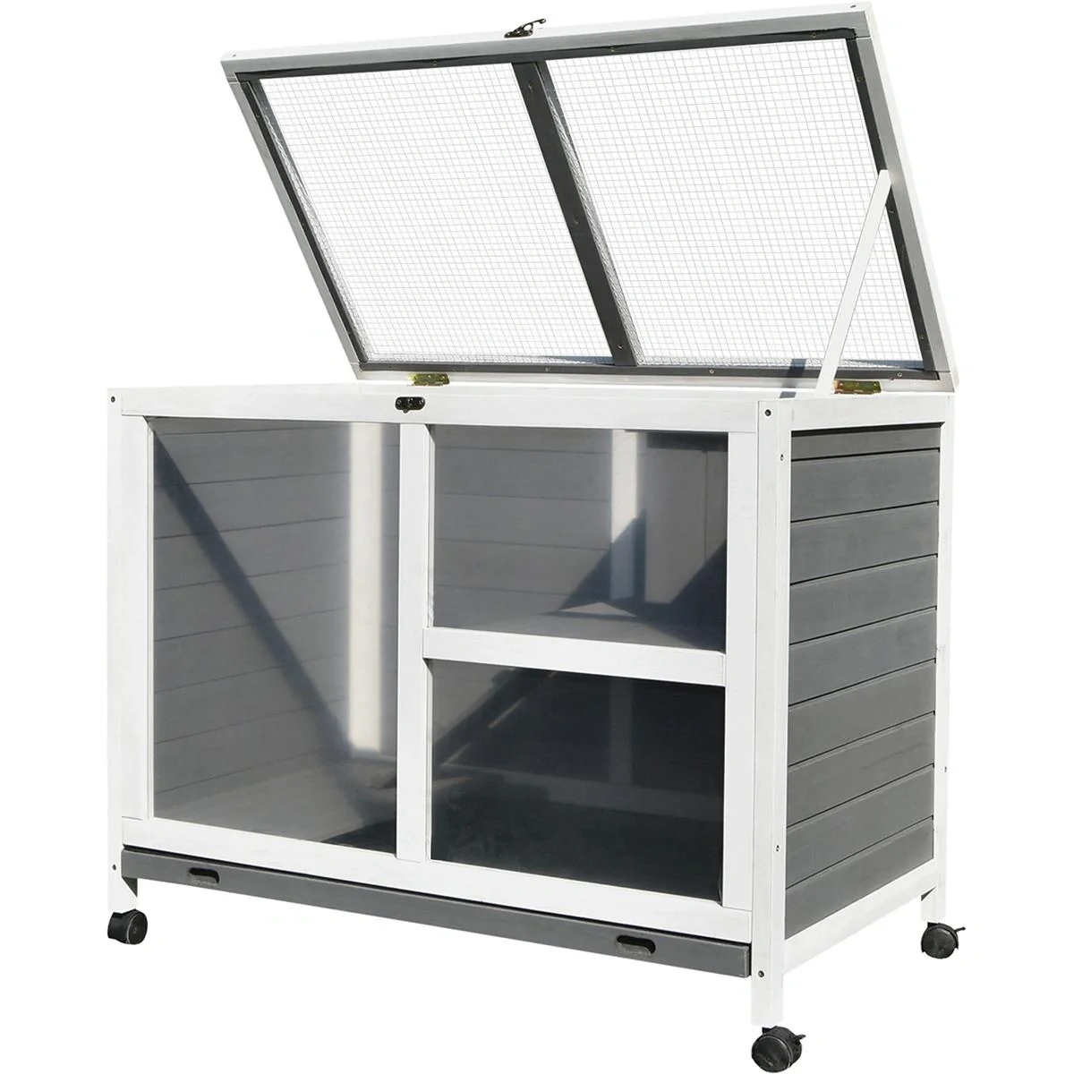 Kaninchenstall mit Rollen natur - 10