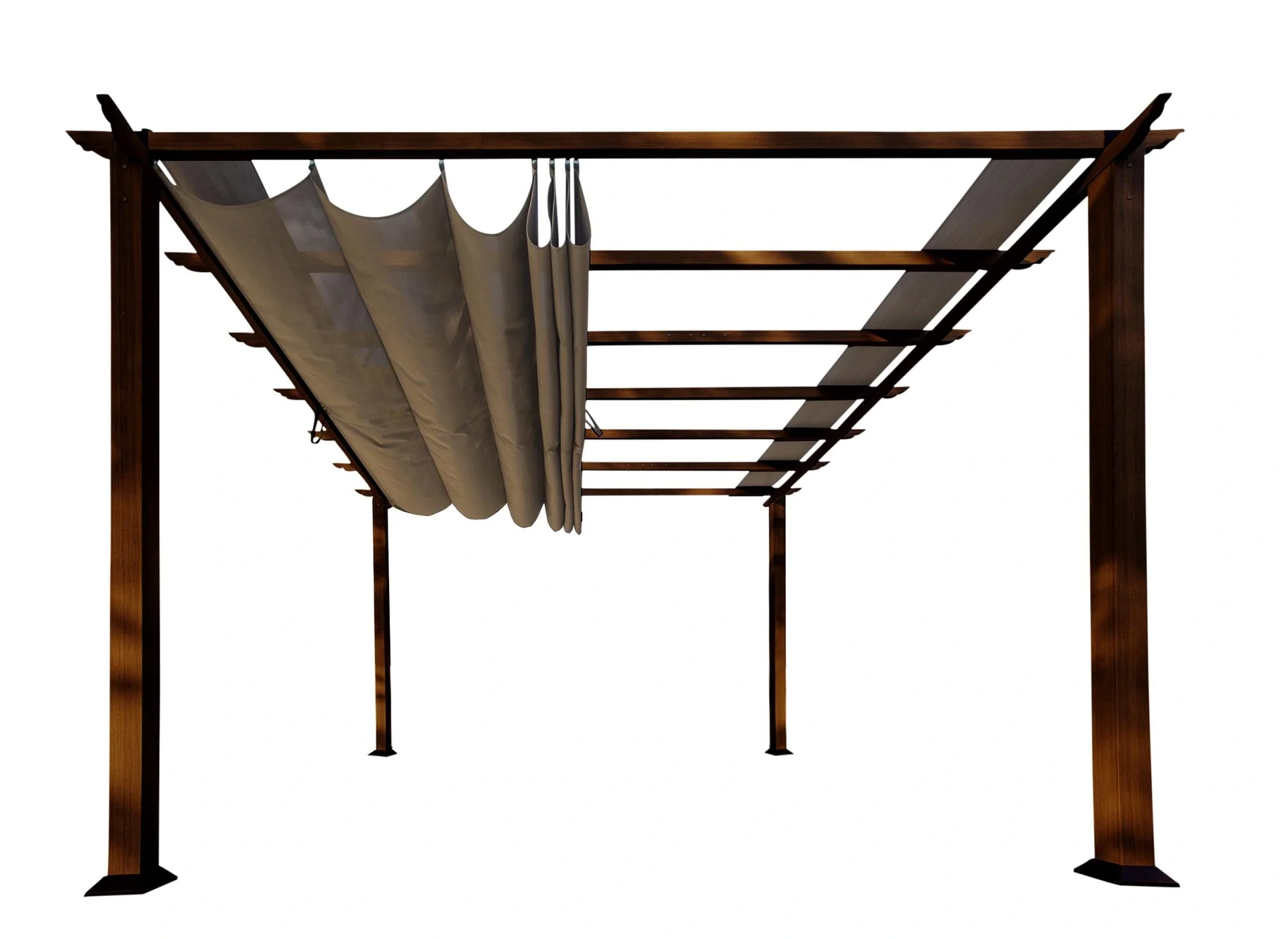 Outdoor-Pavillon „Florida“, Holzoptik - verstellbares Sonnensegel - 1