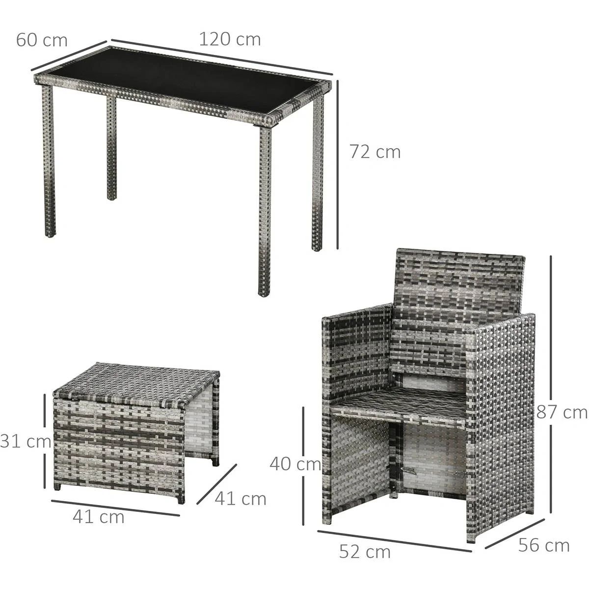 Polyrattan Sitzgruppe Essgruppe Gartenset Garnitur 11 tlg. mit Kissen, Grau - 5