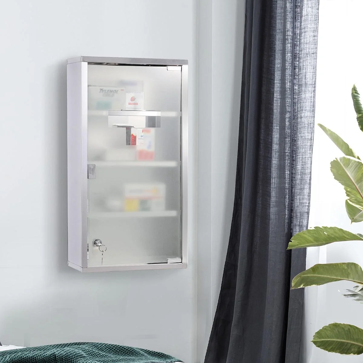 Medizinschrank mit 4 Fachböden silber - 10