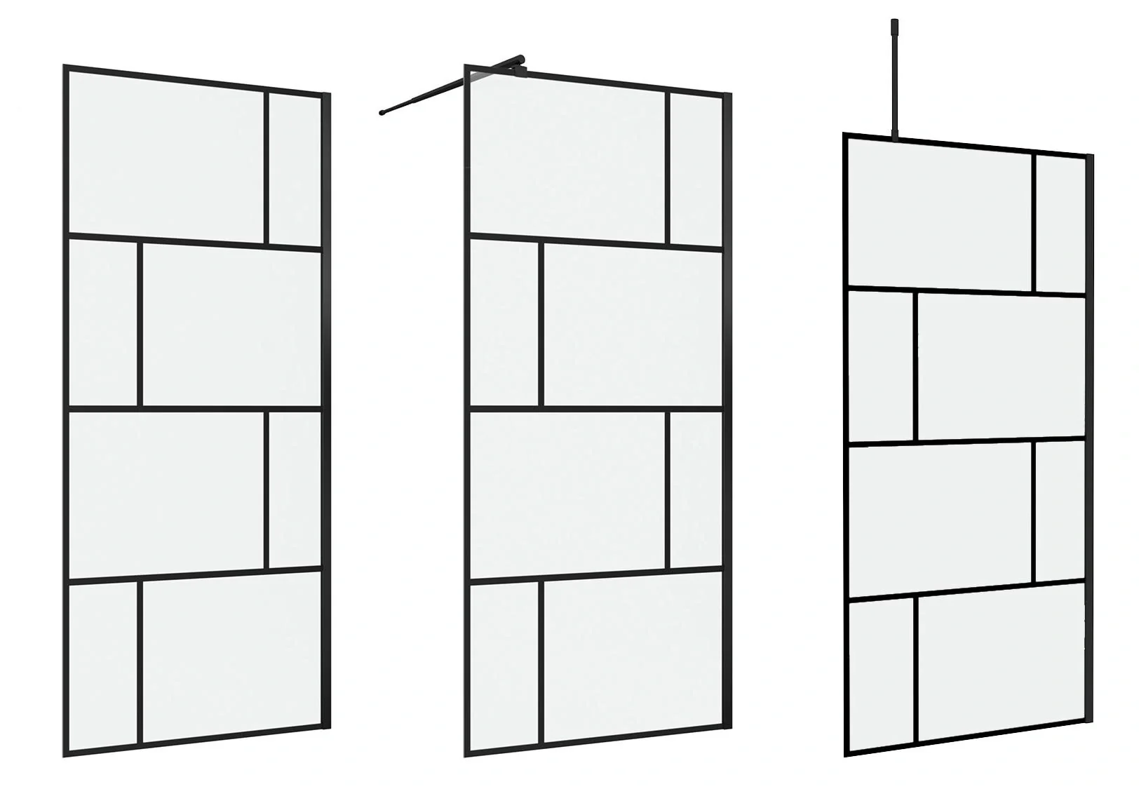 Duschwand in modernem Design 90 x 195 cm - Glasdusche mit matt schwarzen Wandprofil - 8