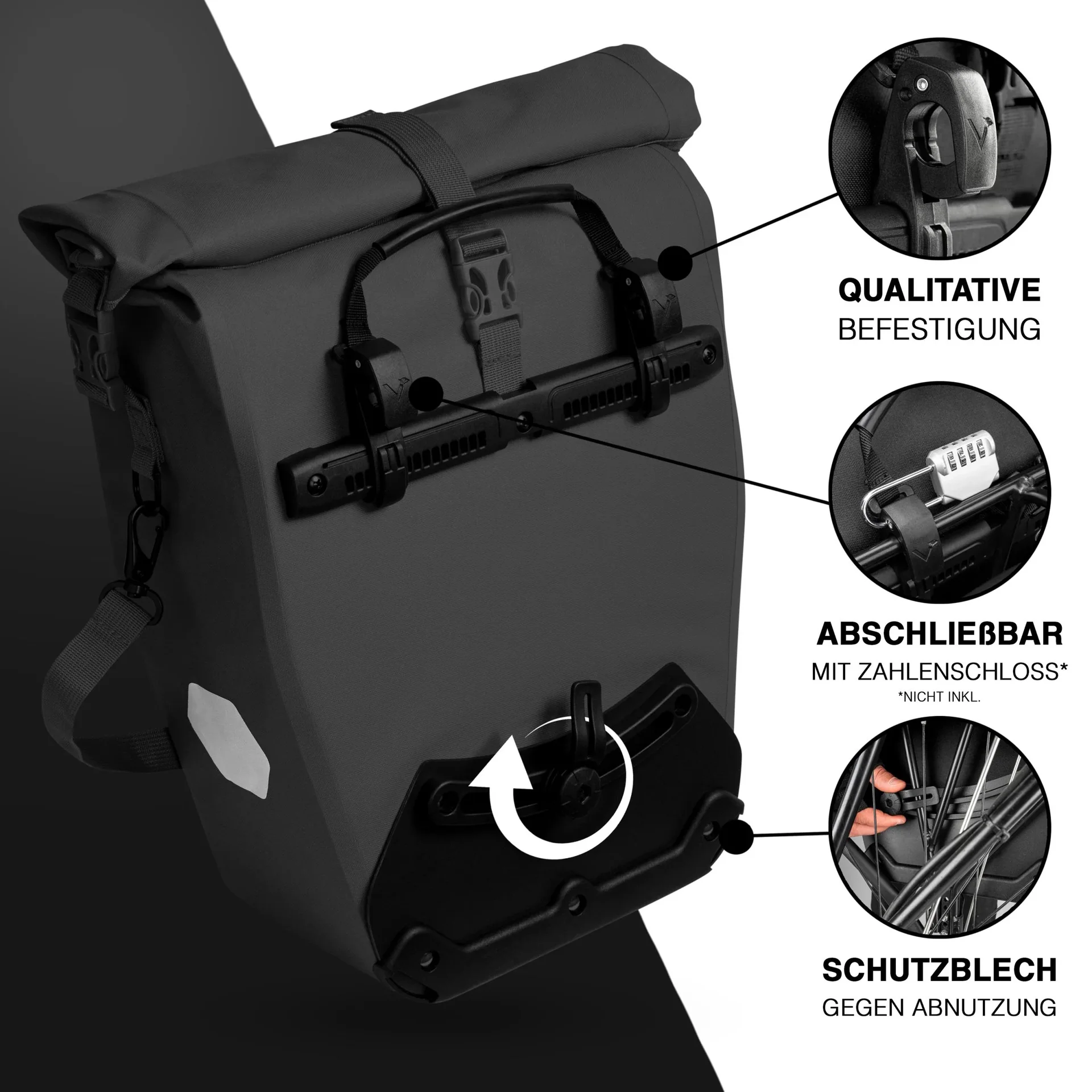 ValkOcean Gepäckträgertasche, Schwarz - 8