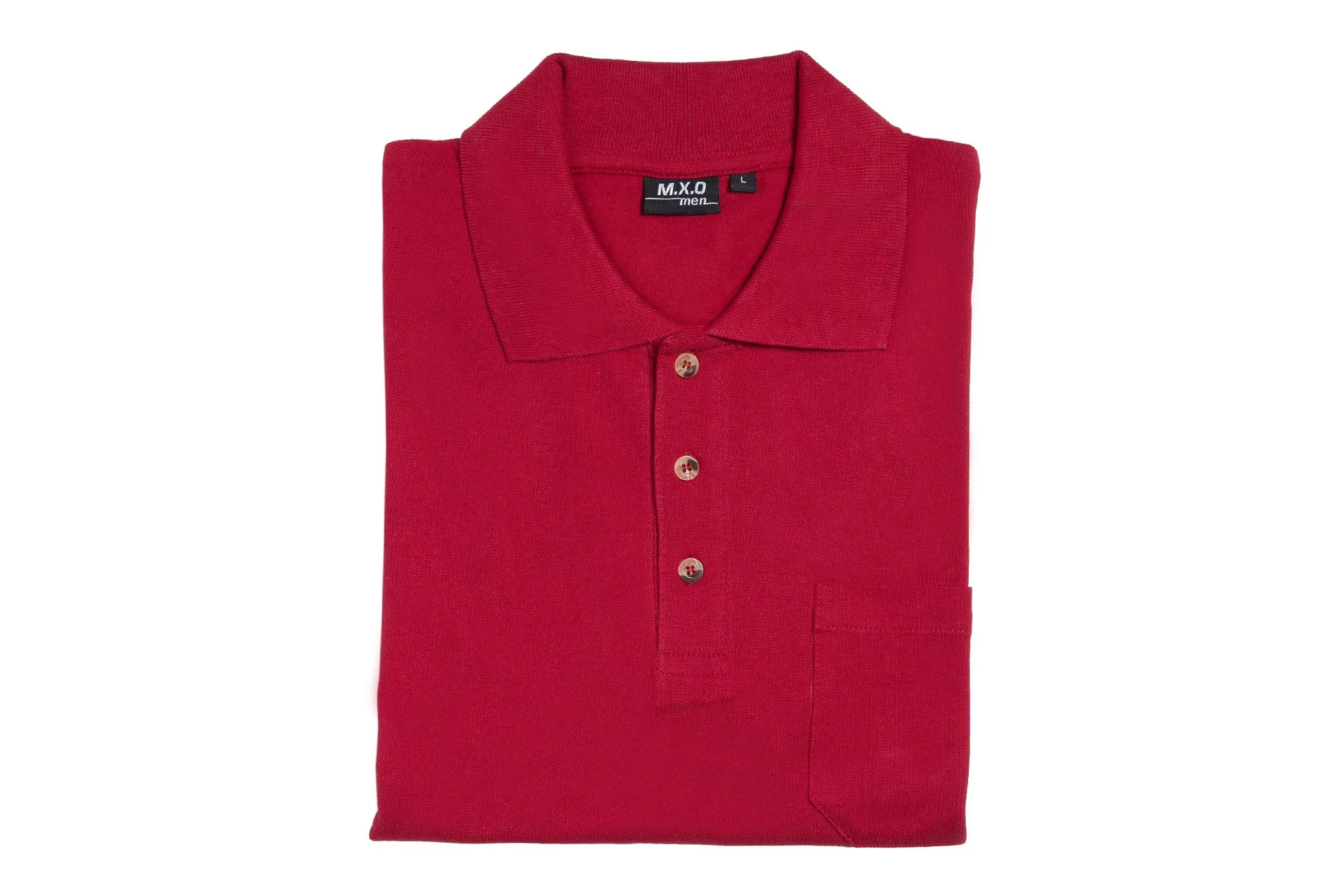 Poloshirt mit Knopfleiste und Brusttasche, Farbe rot, Gr.3XL - 2
