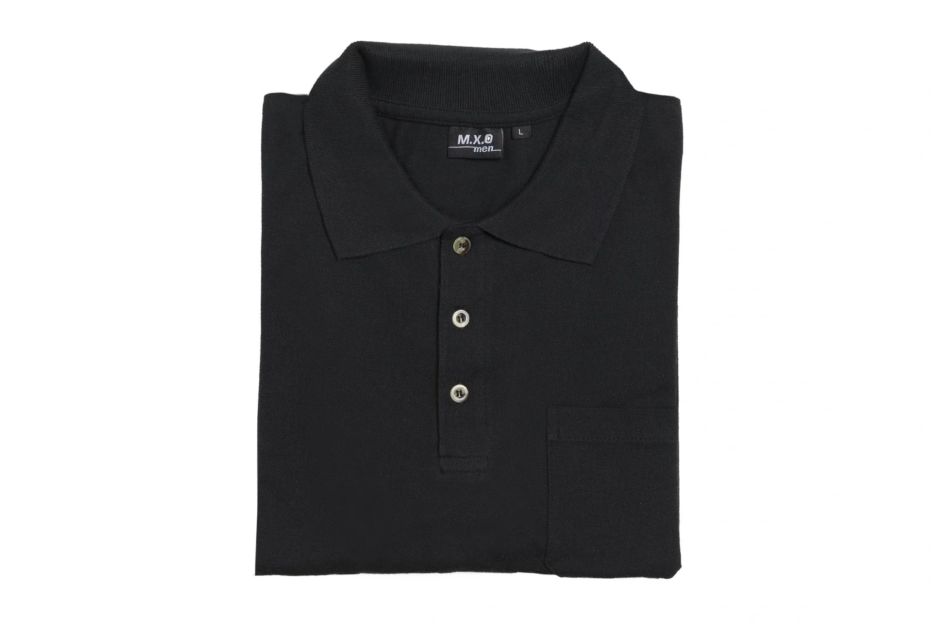 Poloshirt mit Knopfleiste und Brusttasche, Farbe schwarz, Gr.XL - 2