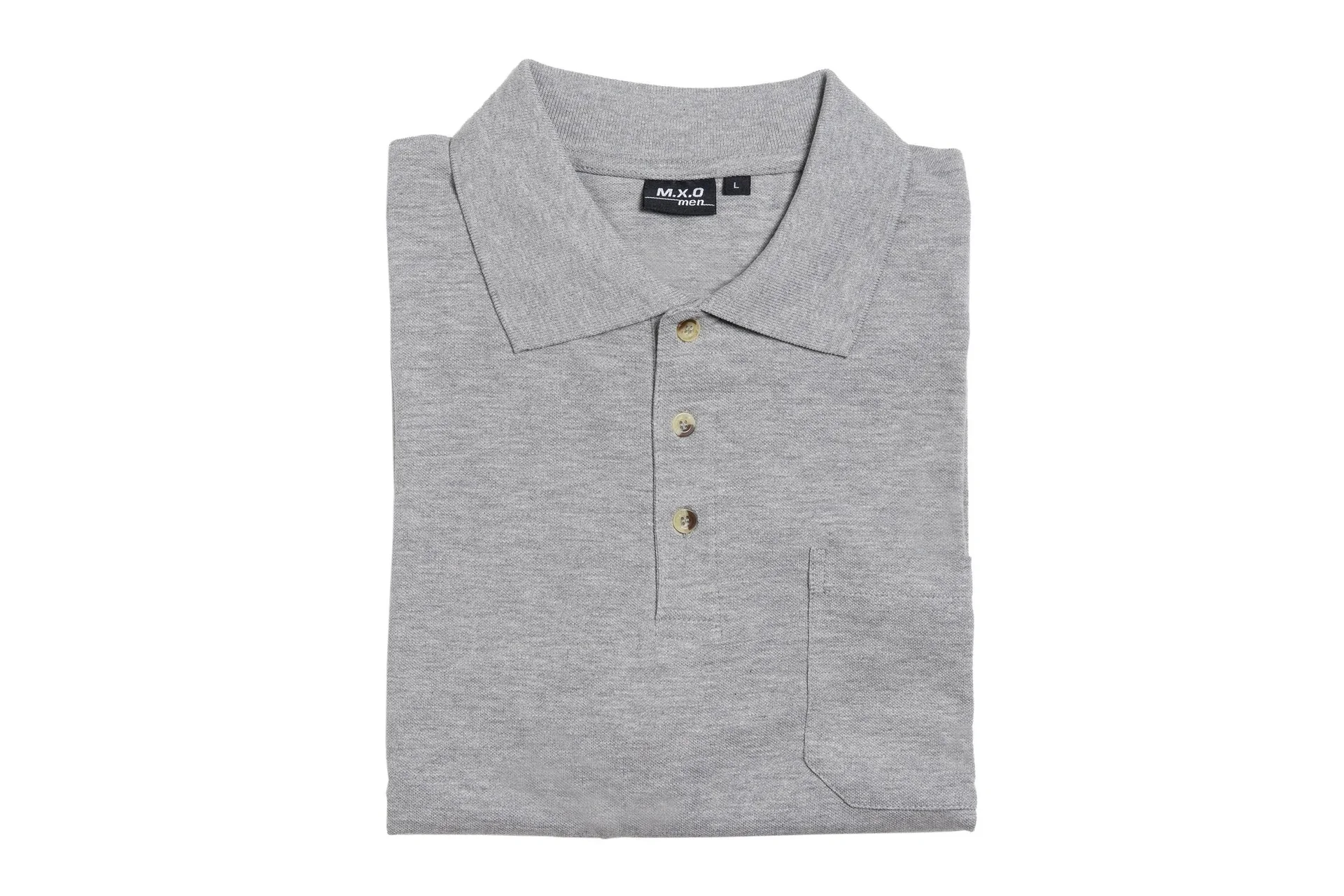 Poloshirt mit Knopfleiste und Brusttasche, Farbe silbergrau, Gr.2XL - 2