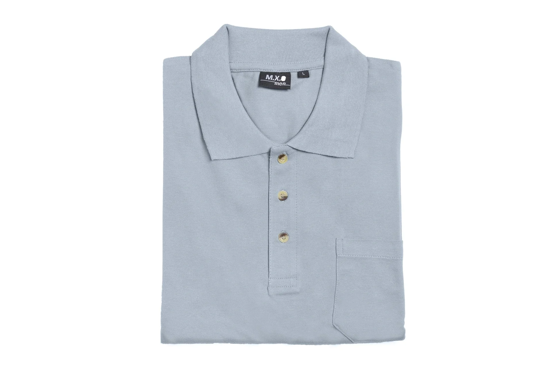 Poloshirt mit Knopfleiste und Brusttasche, Farbe hellblau, Gr.L - 2