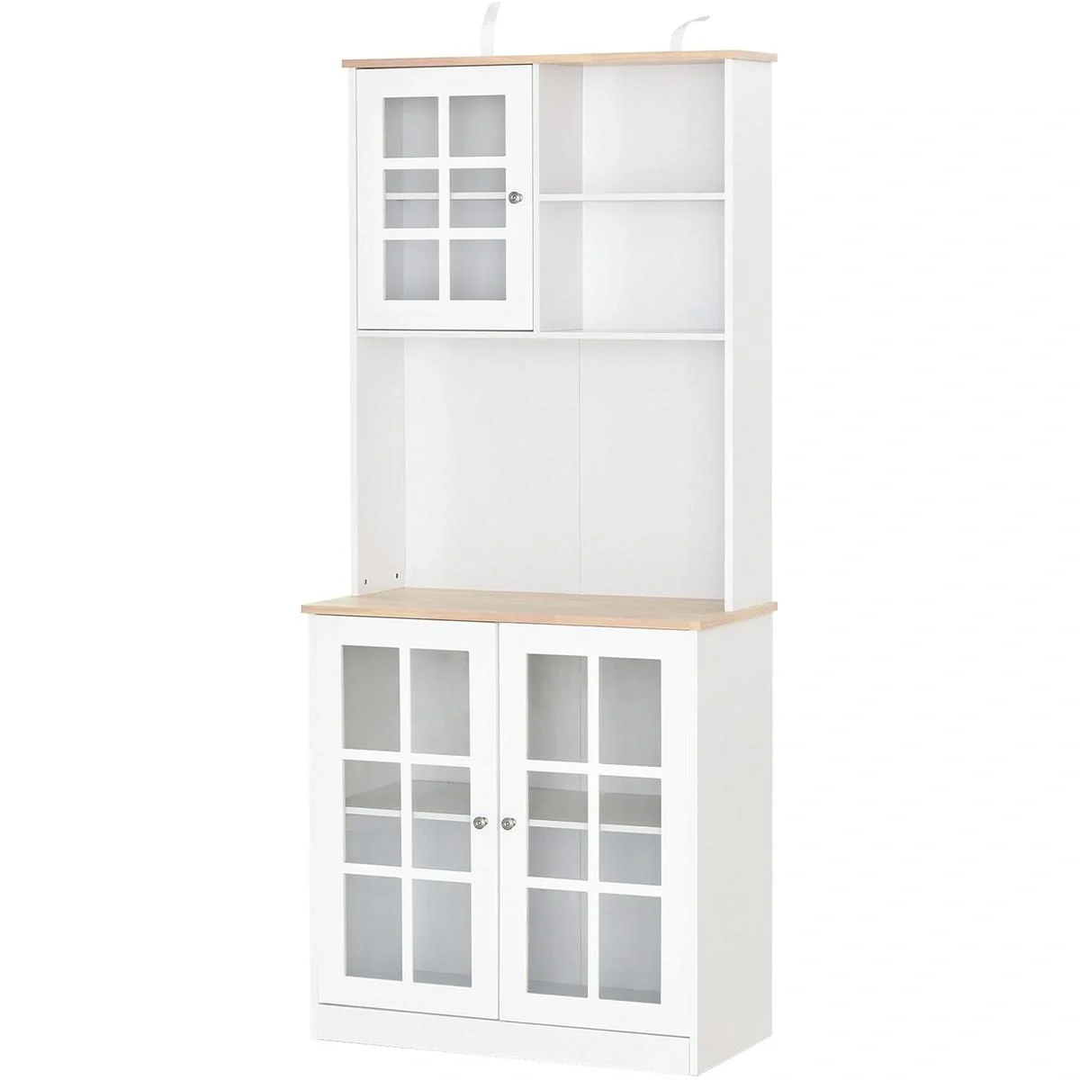 Hoher Schrank mit Glastüren, weiß - 1