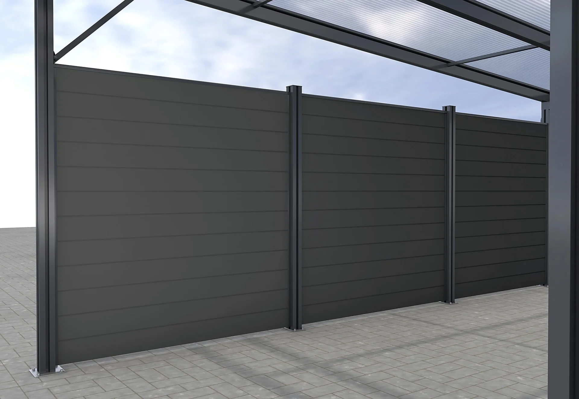 Seitenwand für Carports, anthrazit, 5,82 x 1,86 m, WPC Dielen dunkelgrau - 4