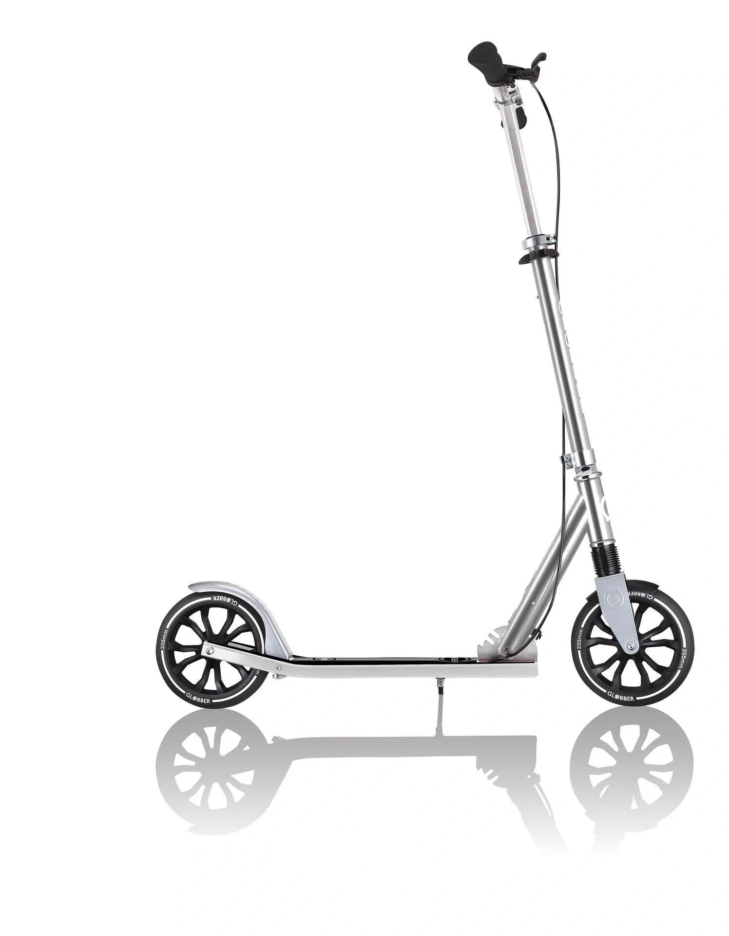 NL 205 Deluxe Tretroller, 205 mm, ABEC 7, Handbremse, höhenverstellbar, Frontfederung, Klappmechanismus, silber - 10