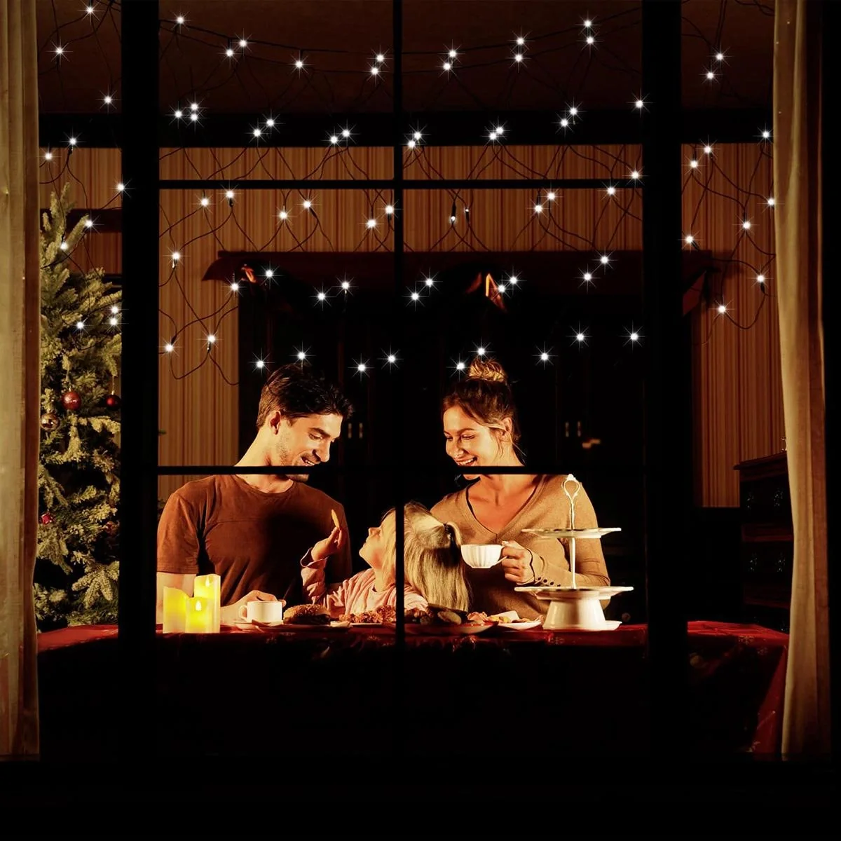 Lichterkette Kaltweiß 100 LEDs 120x120cm - 4