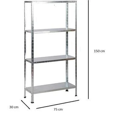 Metall-Lagerregal / Fachbodenregal mit 4 Fachböden - 200kg Tragkraft - (HxBxT) 175x73x30cm - Verzinkt - 2