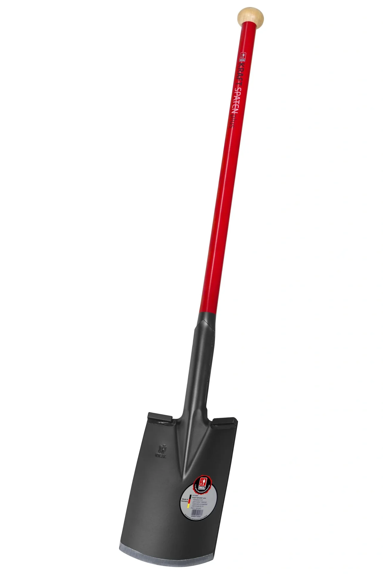 Spaten Kraftspaten, Blattstärke 5 mm, geschweißter Trittschutz pulverbeschichtet, Holzknauf, Stahlrohrstiel 92 cm - 7