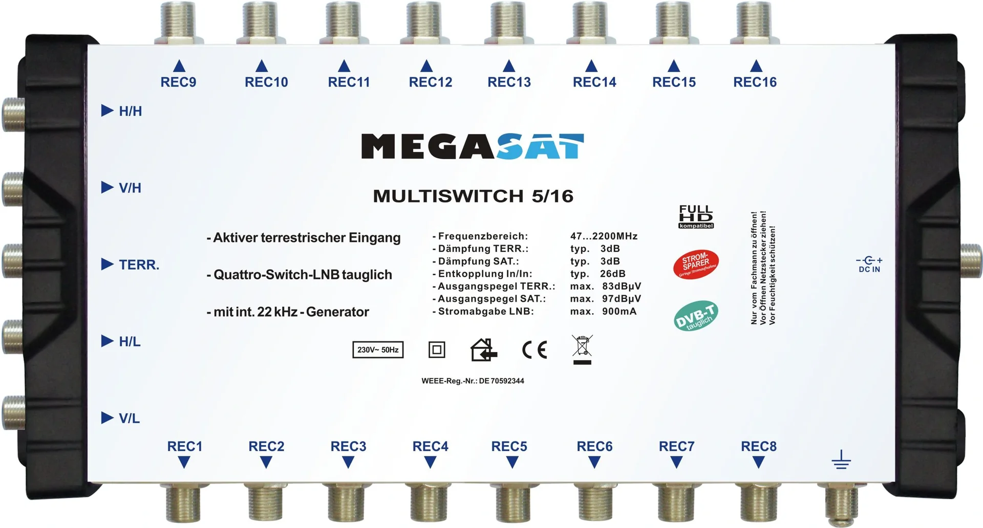 Multischalter 5/16, Profiline - Geeignet für 1 Satellit bis zu 16 Teilnehmer - 3