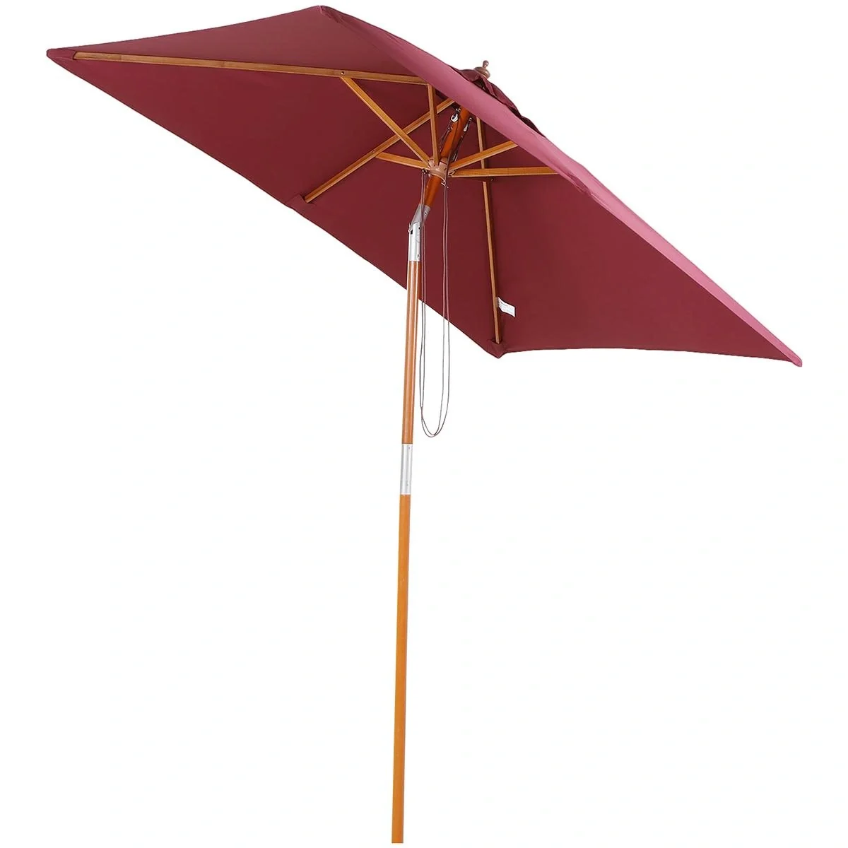 Sonnenschirm Gartenschirm Faltbarer 3-stufiger Sonnenschirm aus Holz + Polyester weinrot - 1