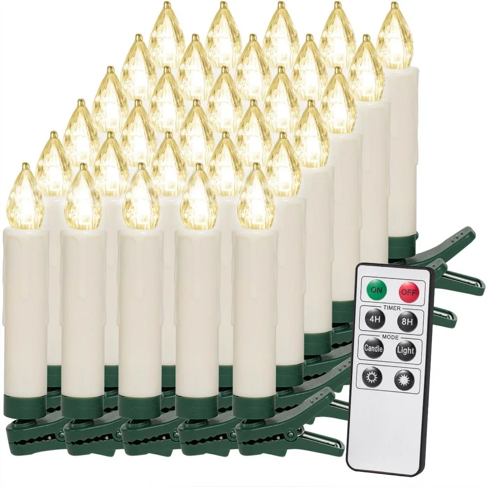 LED-Weihnachtsbaumkerzen 30er-Set mit Fernbedienung warm-weiß - 5