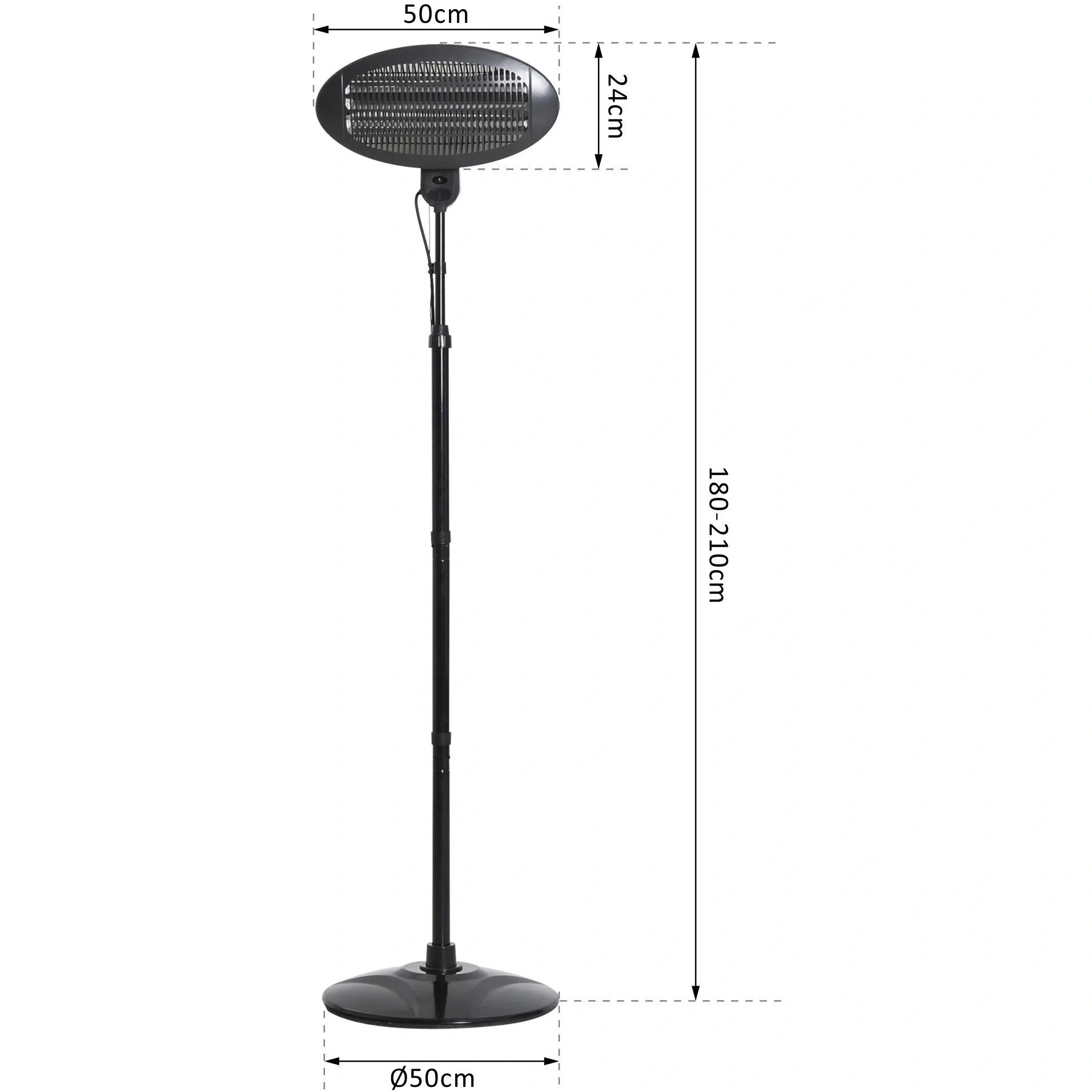Heizstrahler Terrassenheizer elektrisch 650W/1300W/2000W L50 x B50 x H(180-210) cm - 10