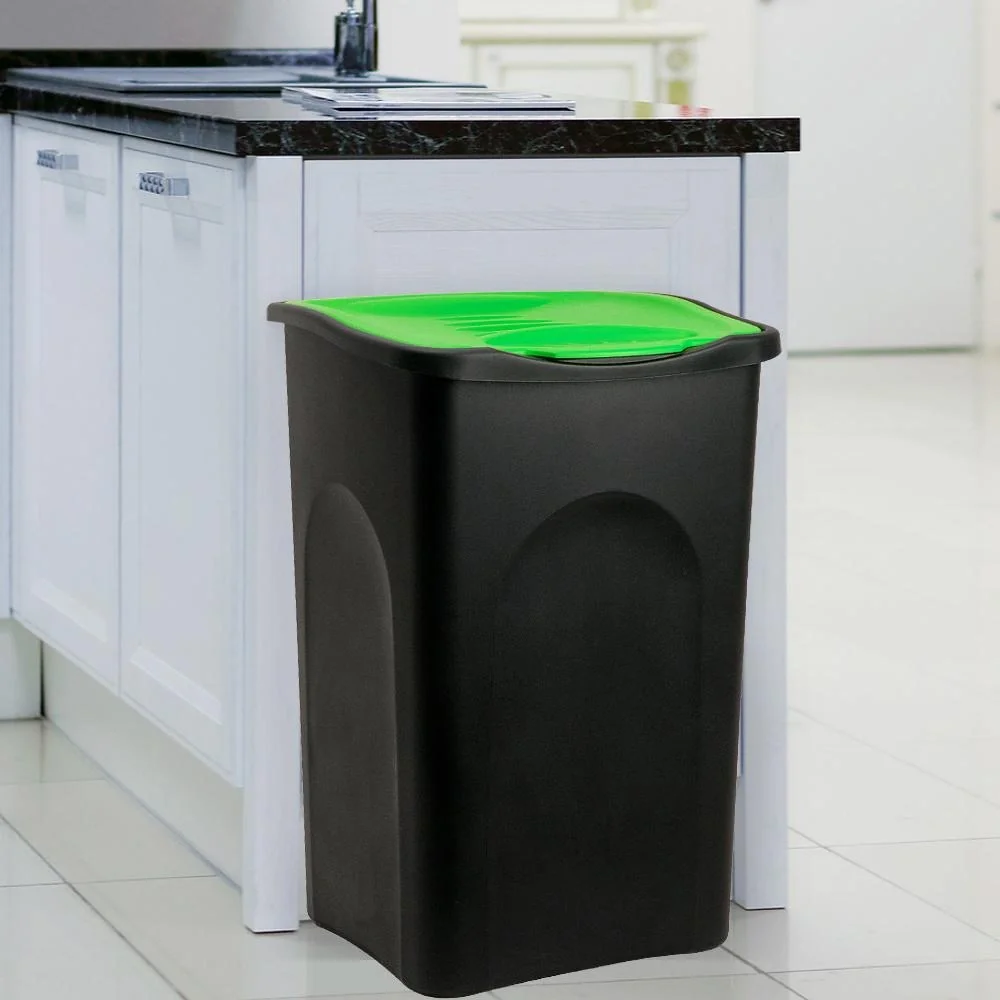 Mülleimer schwarz/grün Kunststoff 50L - 2