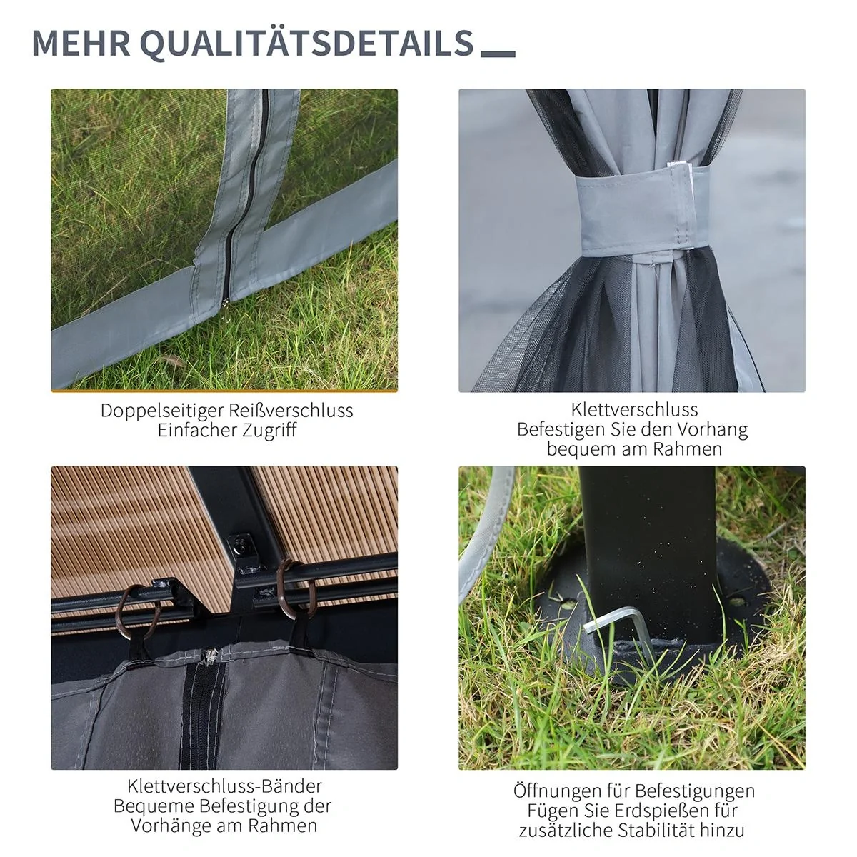 Pavillon 3 x 4m Gartenpavillon Partyzelt mit Seitenteilen PC Dach Alu Dunkelgrau - 5