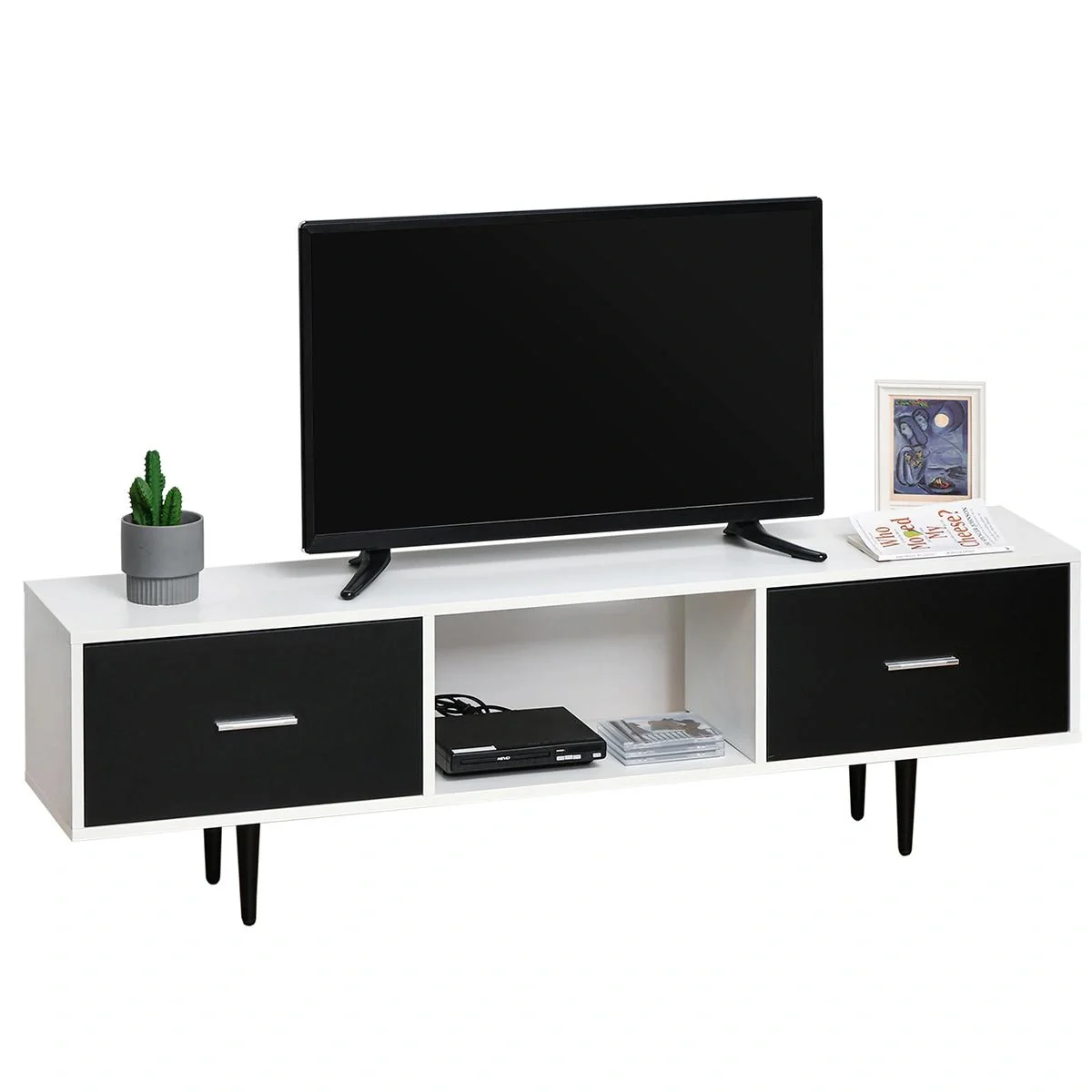 Fernsehtisch Fernsehschrank mit Schubladen Regale für 60'' Fernseher TV-Board Wohnzimmer Schlafzimmer Spanplatte Metallb - 2