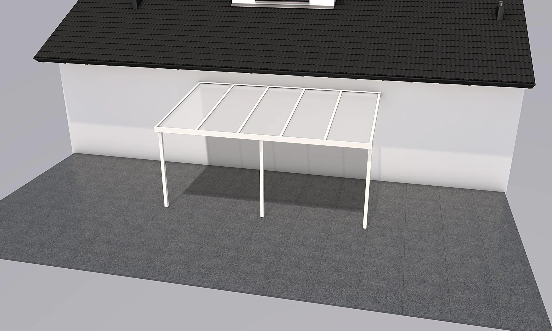 Terrassendach Premium, weiß, 5100 x 3060 mm - Polycarbonat Stegplatten 16 mm, opal - 2
