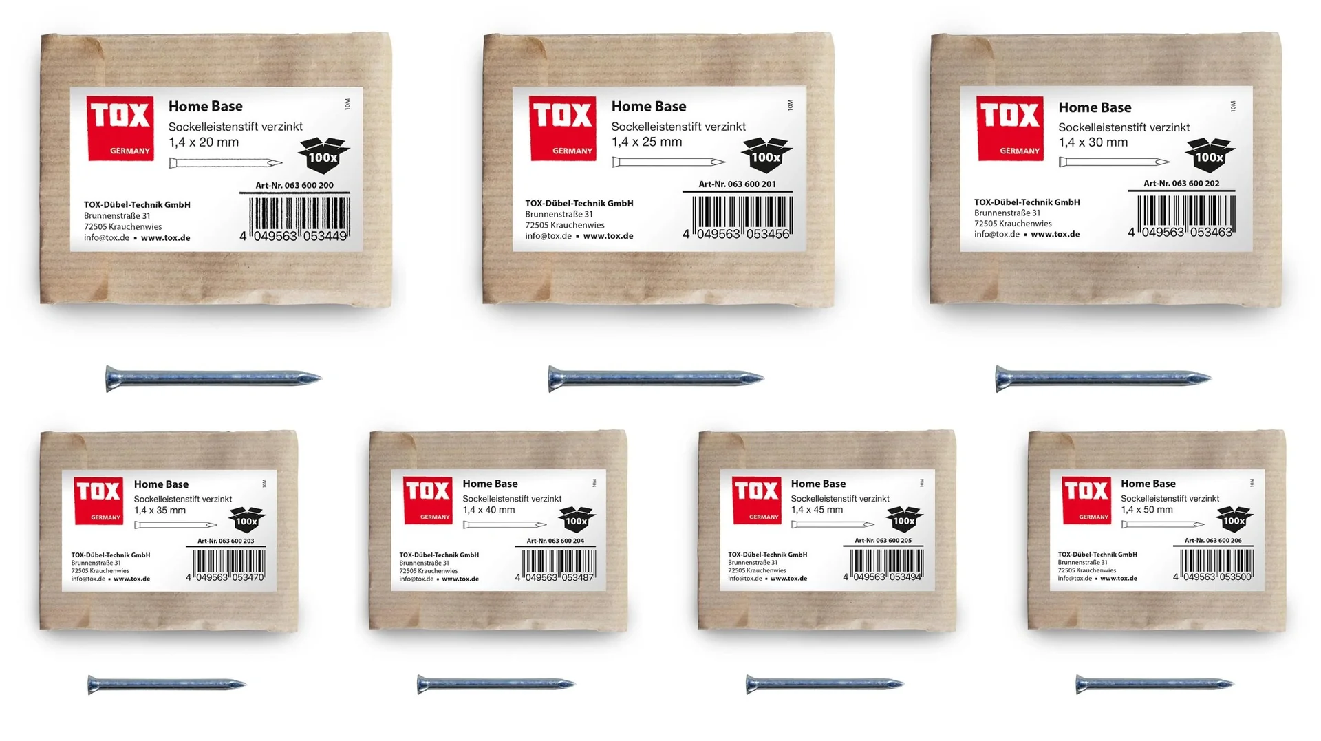 Sockelleistenstifte Home Base 1,4 x 40 mm verzinkt, 100 Stück - 2