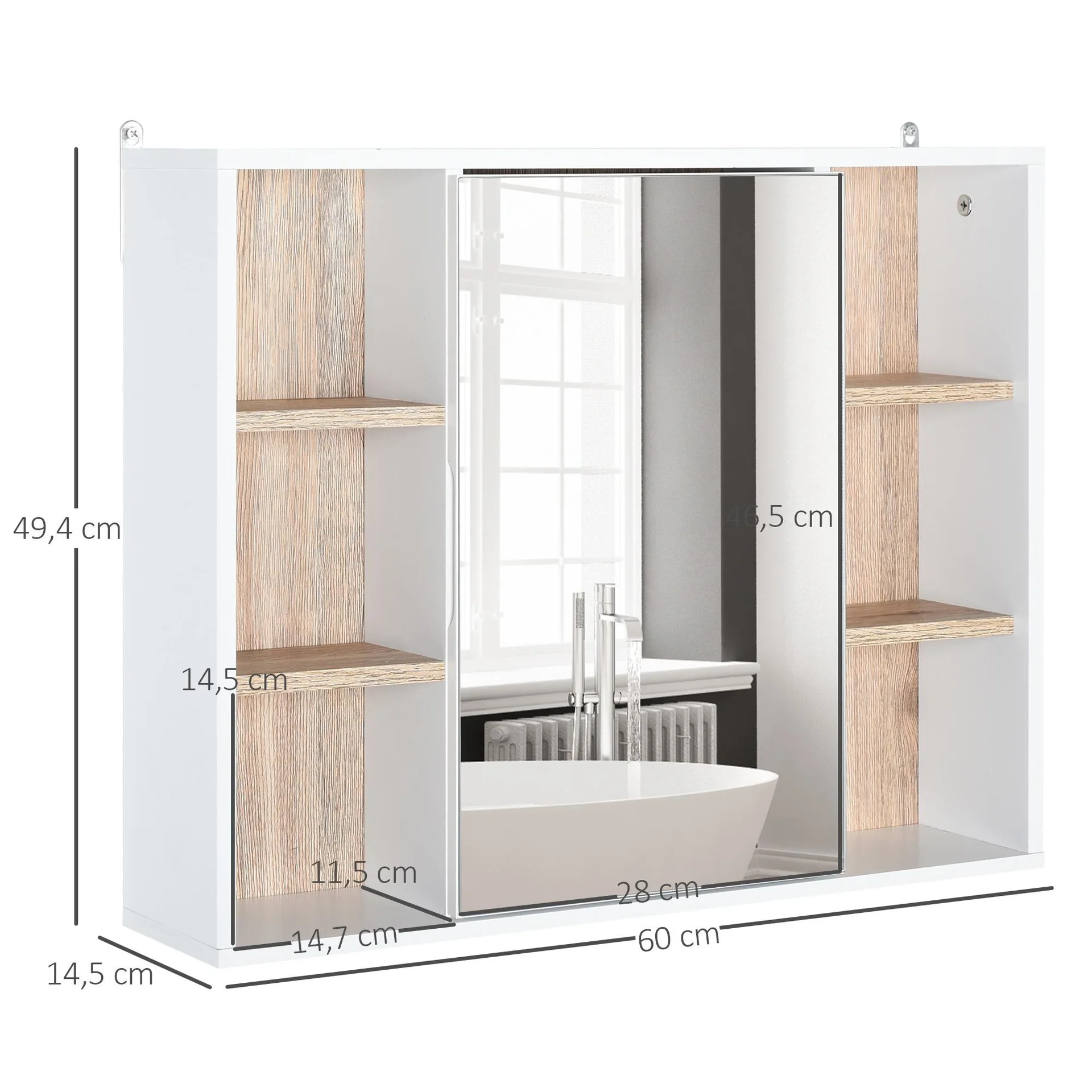 Badezimmer-Spiegelschrank, weiß - 6
