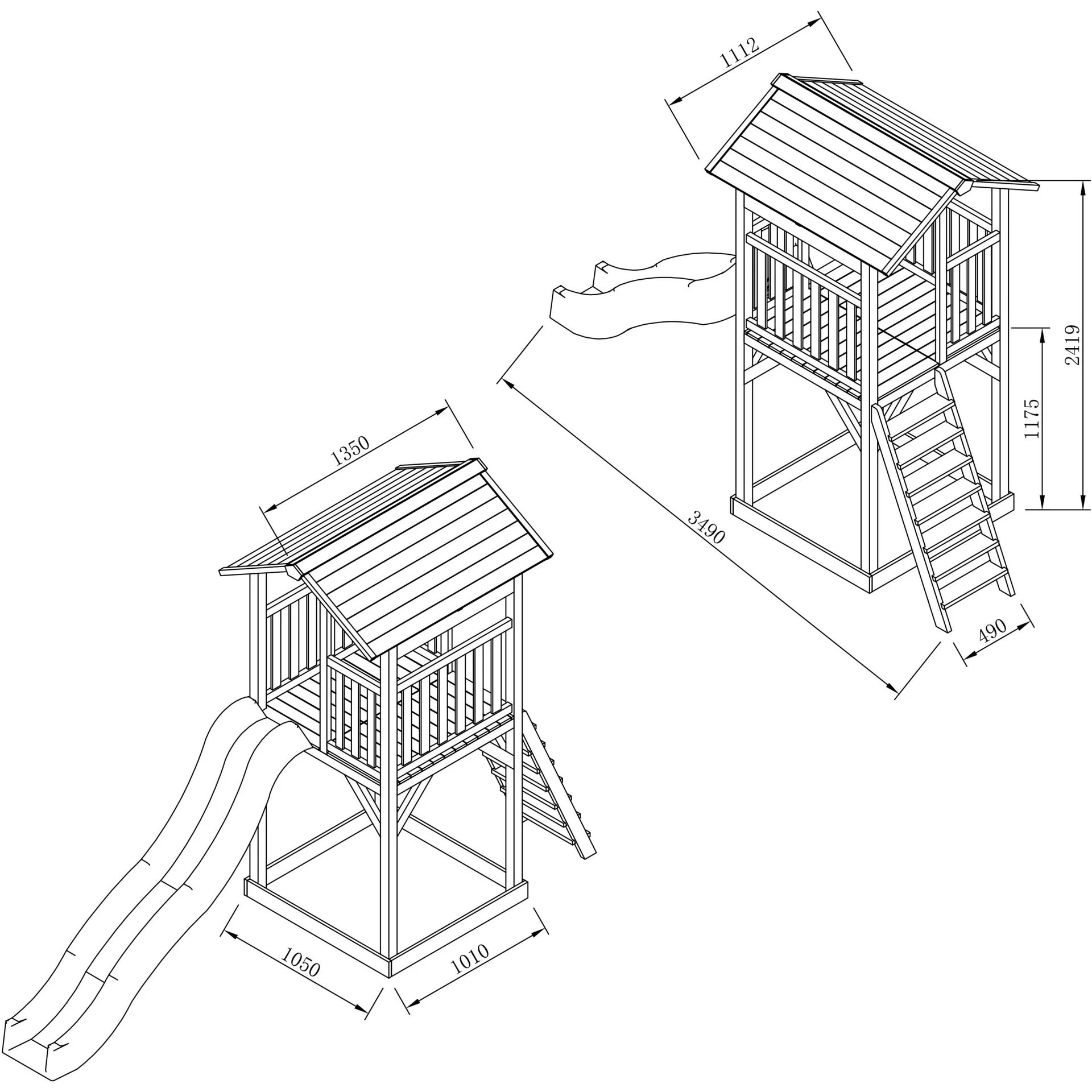Beach Tower Spielturm - Graue Rutsche - 8