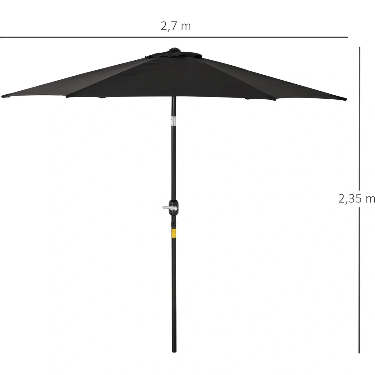 Sonnenschirm mit Handkurbel Schwarz - 9