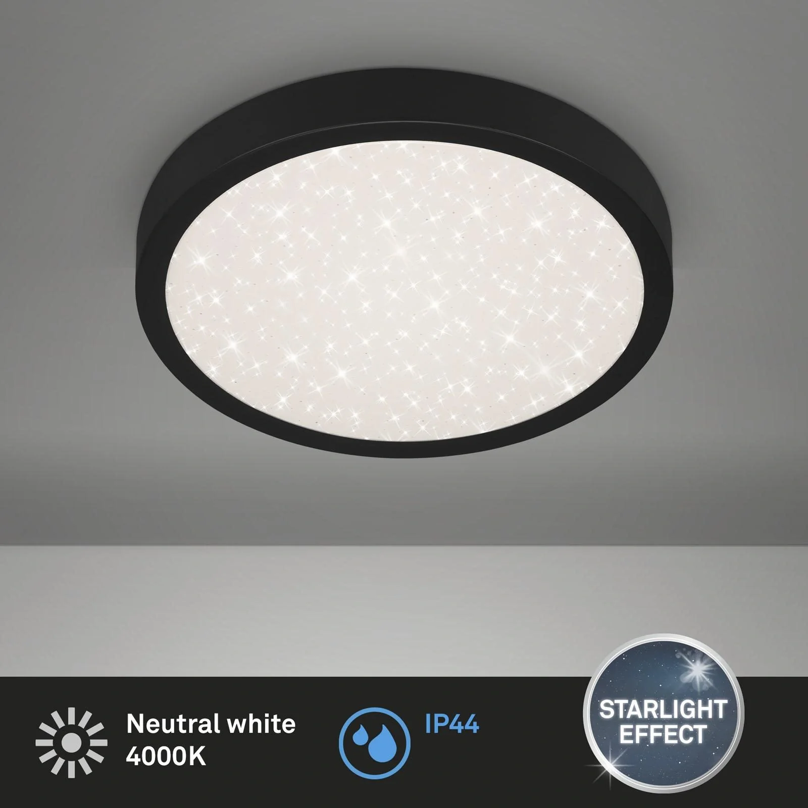 LED Außenleuchte mit Sternencover und schwarzem Metallrahmen, IP44, 18,5 Watt, 2.000 lm, 4.000 K - 6