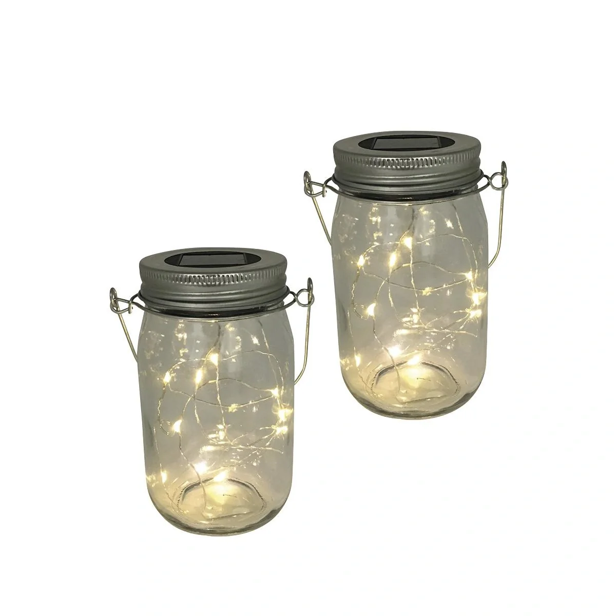 LED Solar Windlicht Klar 2er Set - 1