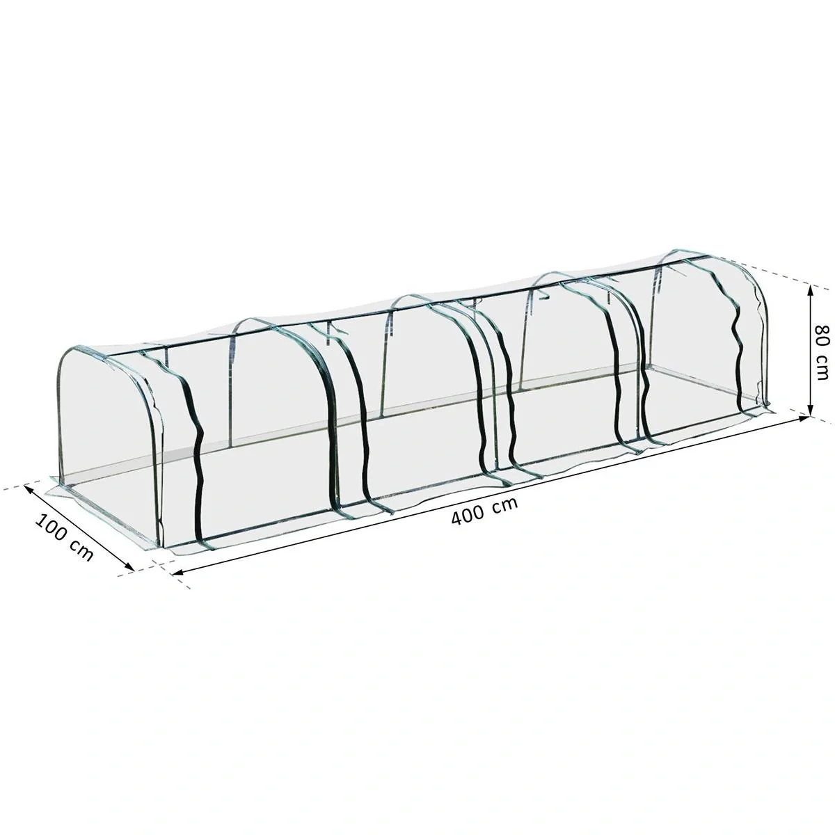 Folientunnel mit 4 Türen transparent/dunkelgrün - 9