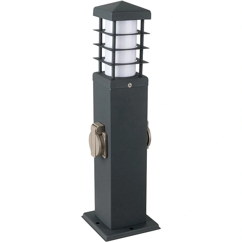 VT-1156-2 Gartenmast mit 2 Steckdosen und Beleuchtung - IP44 - 1