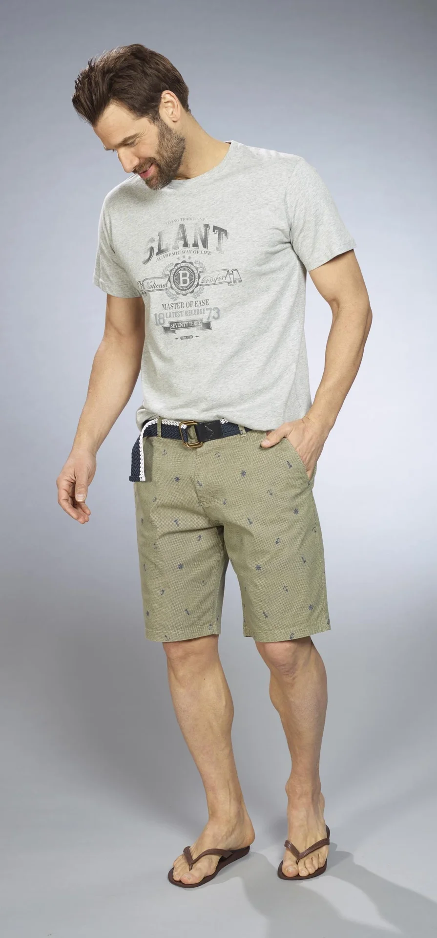 Shorts mit Maritimem Print, Farbe khaki, Gr.M - 13