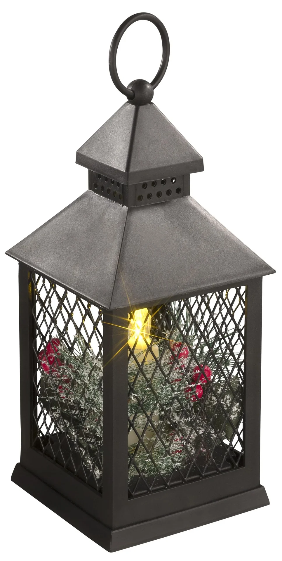 Laterne mit LED Kerze, Weihnachtsdeko und Timer - 4