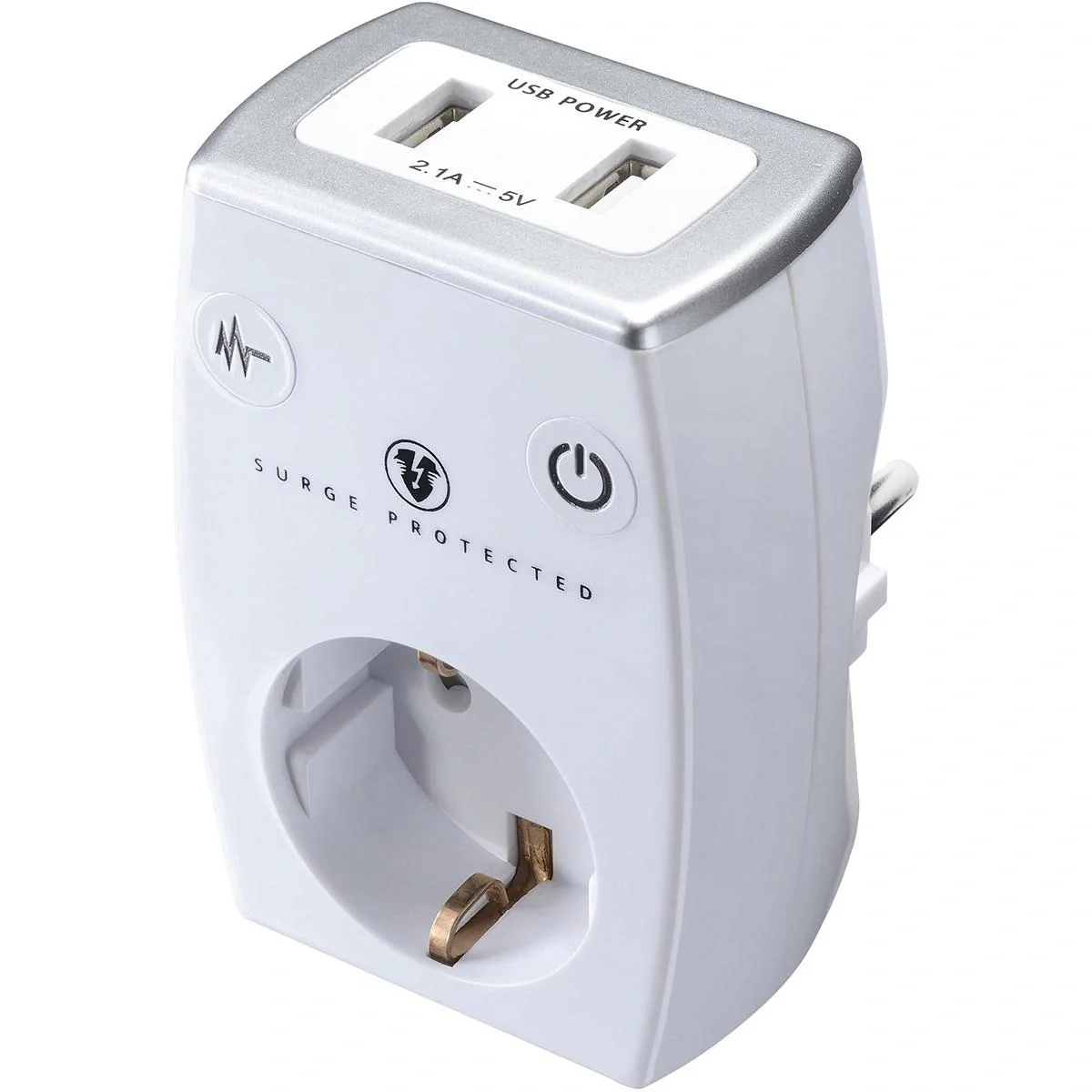 Steckdosen-Ladeadapter mit 2 USB-Anschlüssen, weiß - 2