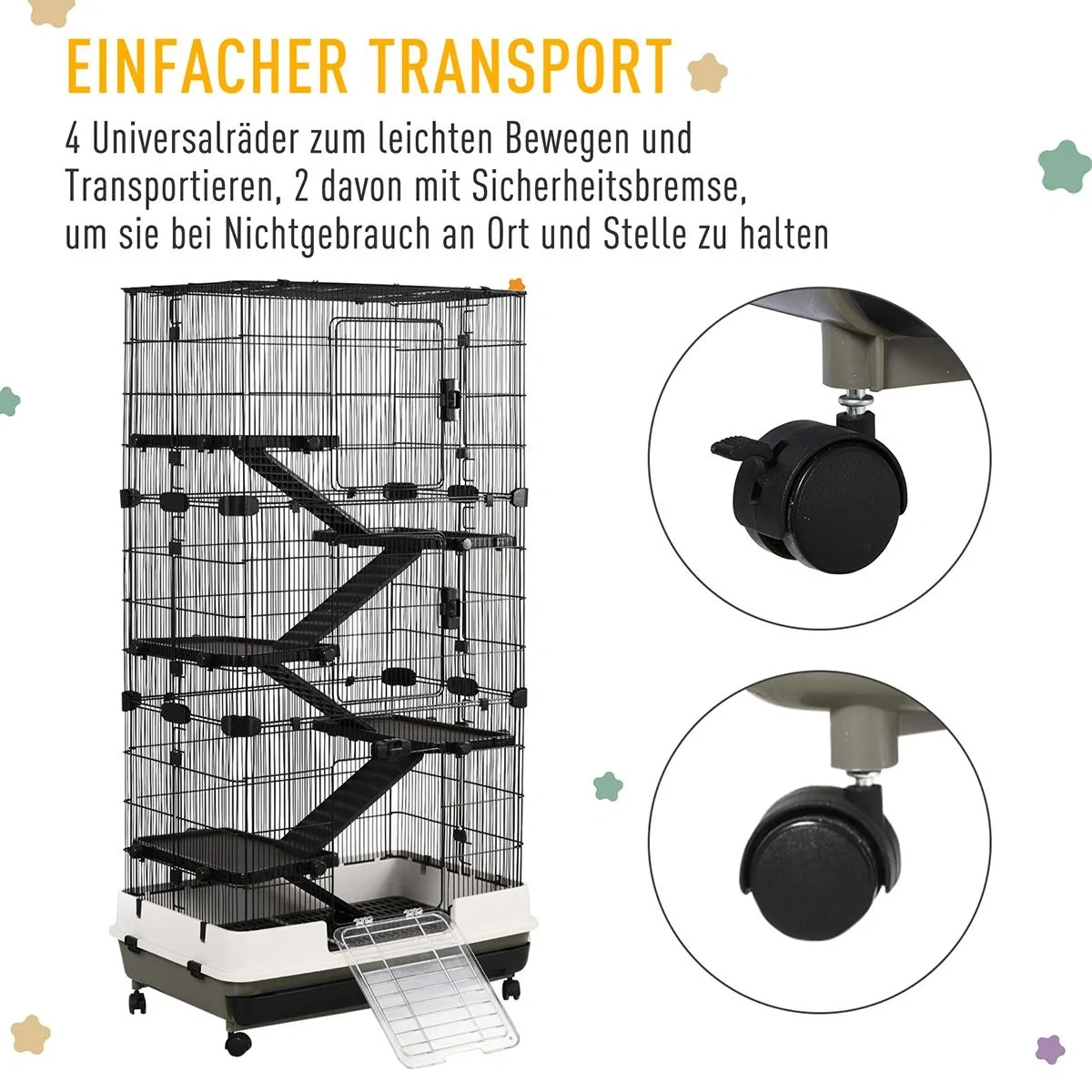 Kleintierkaninchen Käfig Meerschweinchen Chinchillas Stall Tierspielhaus mit Plattform Rampe Abnehmbares Tablett Stahl P - 6