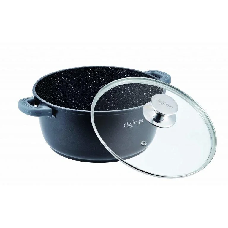 Cheffinger Kasserolle / Tiefe Pfanne mit Deckel -28cm - 4