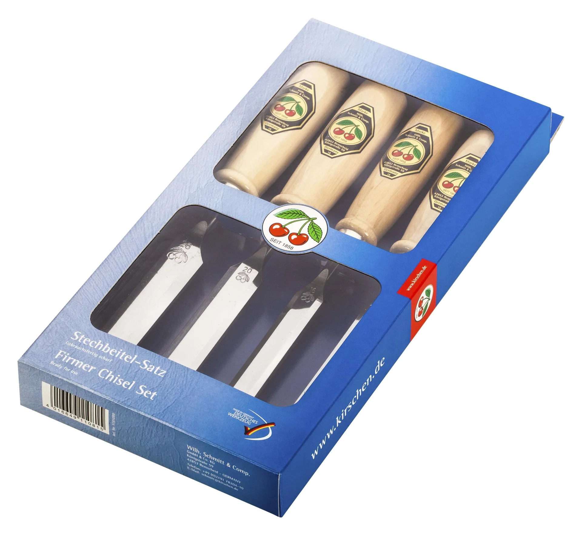 Stechbeitelsatz 4-teilig mit Weißbuchheft - 4
